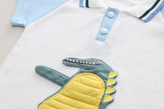 Fashion Denim Children Cartoon Polo Suit