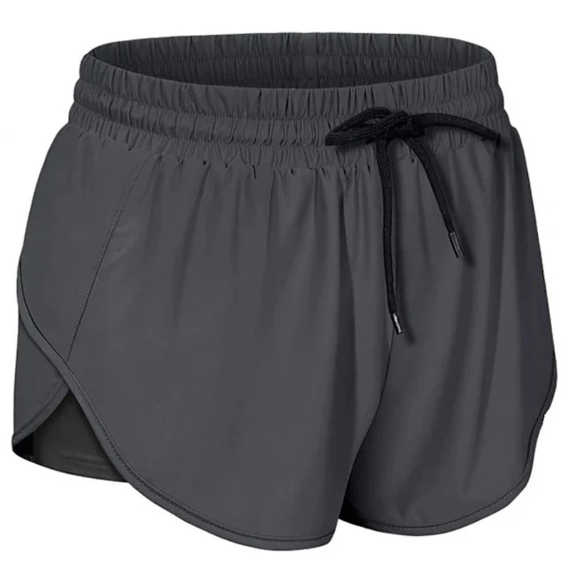 Women Quick Dry Fake 2 in 1 Reflective Running Shorts Girls Double-Deck Gym Yoga Fitness Jogging Workout Short Pants Custom Logo