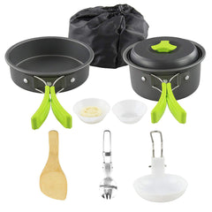 Kit de cuisine de camping, ensemble de cuisine extérieure, équipement en aluminium, casserole extérieure, vaisselle de voyage, cuisine pour la randonnée, le pique-nique et le barbecue