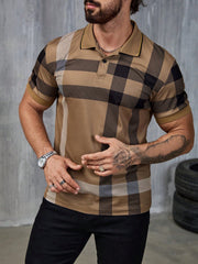 Mens Casual Printed Button-up Shirt With A Lapel Collar
