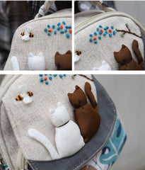 Fresh And Cute 3D Cat Parent-Child Canvas Bag