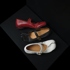 Women's Premium Washed Full Grain Leather Split-Toe Tabi Mary Jane Flats, All Leather Lined Shoes