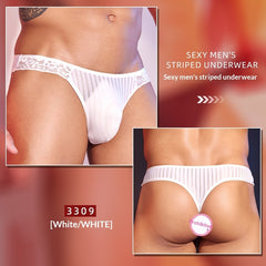 Lightweight Striped Lace Mens Thong Sexy