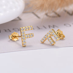 26-letter Zircon Earrings Uppercase Letters