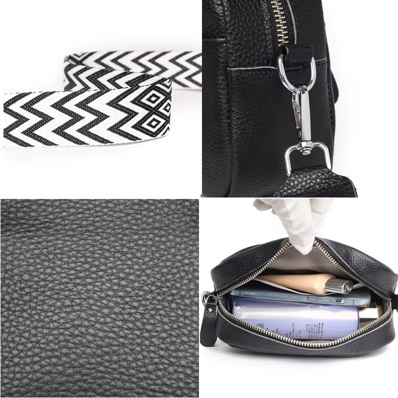 High Quality Genuine Leather Women Crossbody Shoulder Bags 2023 Luxury Solid Color Cow Leather Handbag Female Messenger Tote Sac