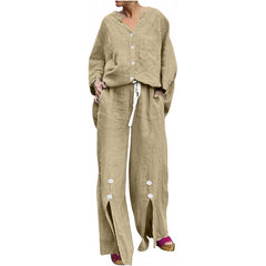 Women's Long-sleeve Cardigan Top And Pants Set
