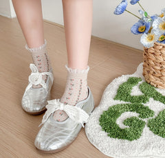 Summer Short Thin Cute Flower Lace Casual Boat Socks