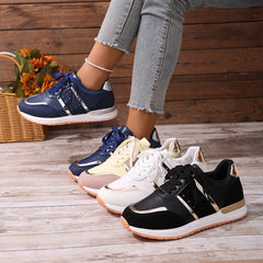 Color Matching Round Head Lace-up Daddy Shoes And Girls