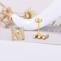 26-letter Zircon Earrings Uppercase Letters