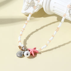 Starfish Woven Beach Shell Conch Bead Bracelet