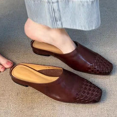 Retro Woven Closed-toe Half Slippers Women's