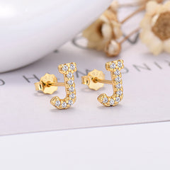 26-letter Zircon Earrings Uppercase Letters