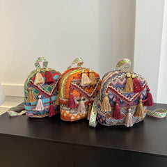 New Lightweight Womens Backpack With Ethnic-style Tassels