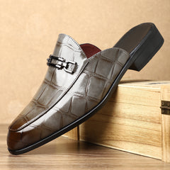 Men's Casual Leather Slippers Without Heel