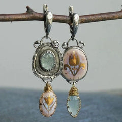 Diamond-encrusted Earrings Featuring Colorful Gemstones