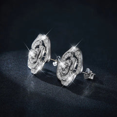 A Luxurious And Fashionable Minimalist Jewelry Earring Set Featuring Top-quality Moissanite Stones, Made Of S925 Silver Electroplated With Platinum.