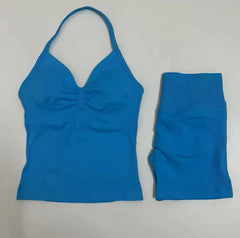 Fashionable Seamless Womens Fitness Shorts Set
