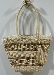 Hollowed-out fashion shoulder bag-Beige-Paper-40 * 11 *25cm-1 piece