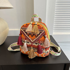 New Lightweight Womens Backpack With Ethnic-style Tassels