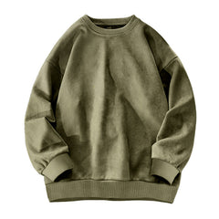 Round-neck Solid-color Suede-fleece Hoodie