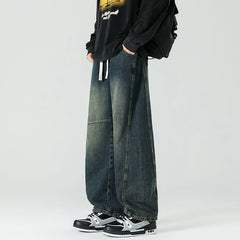 Men's Loose-fit Straight-leg Patchwork Jeans