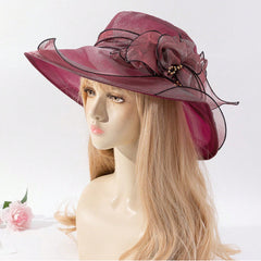 The Eugene Chiffon Flower-decorated Lightweight Sun-protective French-style Elegant Fisherman Hat Is Suitable For Parties, Vacations And Outings.