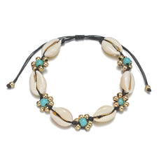 Seashell Rice-bead Woven Adjustable Rope Beach Anklet