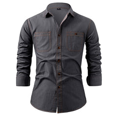 Pure Cotton Wrinkle-Resistant Solid Color Long-Sleeve Mens Casual Jacket