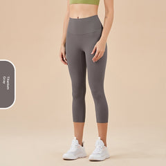 Women's Solid-Colored High-Waist Cropped Sports Fitness Pants