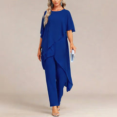 Women's Off-shoulder Irregular Top And Pants Two-piece Set