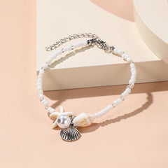 Starfish Woven Beach Shell Conch Bead Bracelet