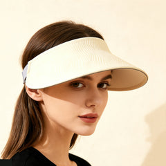 Simple Open-top Wave-pattern Indentation Adjustable Wide-brim Sun Hat For Summer Outdoor Activities, Breathable Open-top Hat
