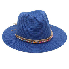 Single-color Fringed Dome-style Simple And Versatile Wide-brimmed Straw Hat Suitable For Vacation, Travel And Beach Use
