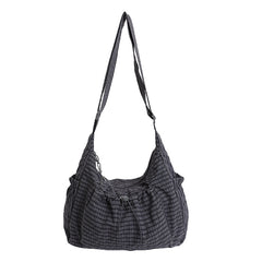 Designer-style Plaid Drawstring Bag With Hanging Buckle Cheerful Vibe Can Be Worn As A Shoulder Bag Or Crossbody Bag
