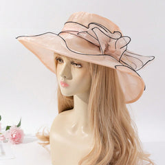 The Eugene Chiffon Flower-decorated Lightweight Sun-protective French-style Elegant Fisherman Hat Is Suitable For Parties, Vacations And Outings.