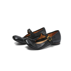Women's Premium Washed Full Grain Leather Split-Toe Tabi Mary Jane Flats, All Leather Lined Shoes