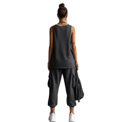 Womens Sleeveless Top Ankle-Fit Pants Set