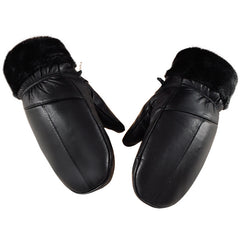 Fleece-lined Thickened Cold-resistant Windproof Sheepskin Mittens For Cycling