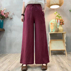 Women's Cotton-Linen High-Waist Loose Pants