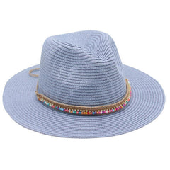 Single-color Fringed Dome-style Simple And Versatile Wide-brimmed Straw Hat Suitable For Vacation, Travel And Beach Use