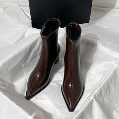 Women's Retro Soft Leather Ankle Boots With Back Zip