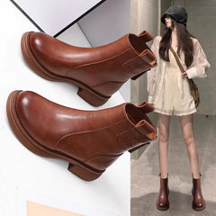 Women's Flat-Heeled Fleece-Lined Ankle Boots With Zippers