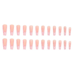 Heart Stripe Fake Nails
