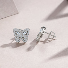 A Luxurious And Fashionable Minimalist Jewelry Earring Set Featuring Top-quality Moissanite Stones, Made Of S925 Silver Electroplated With Platinum.