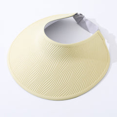 Simple Open-top Wave-pattern Indentation Adjustable Wide-brim Sun Hat For Summer Outdoor Activities, Breathable Open-top Hat