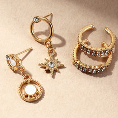 Diamond - Encrusted Octagon - Shaped Clip Earring Set