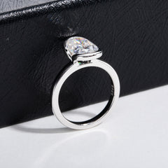 Silver Oval Semi mount Ring With A 3 carat Fancy shaped Moissanite For Women