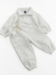 Zipper Collar Polo Shirt Leggings Casual Set