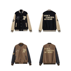 PU Leather Patchwork Casual All-Match Jacket Coat