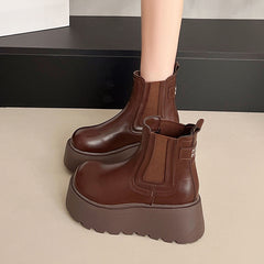 Women's Fashion British-style Chunky-sole Ankle Boots